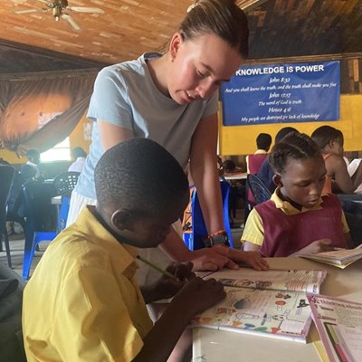 Homework time at Usapho Indlu’s Education Centre in Thembalethu. Homework time at Usapho Indlu's Education Centre in Thembalethu.
