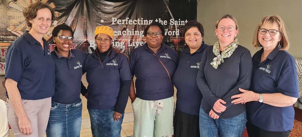 The board and staff of Usapho Indlu at their AGM last week, from left board chairman Andrea Moss, field workers Siphokazi Manangane and Veronica Matshaule, field director Neziswa Matiso, board member Natalie Mentoor, treasurer Catherine Fourie and director Sally Versfeld. Photo: Alida de Beer