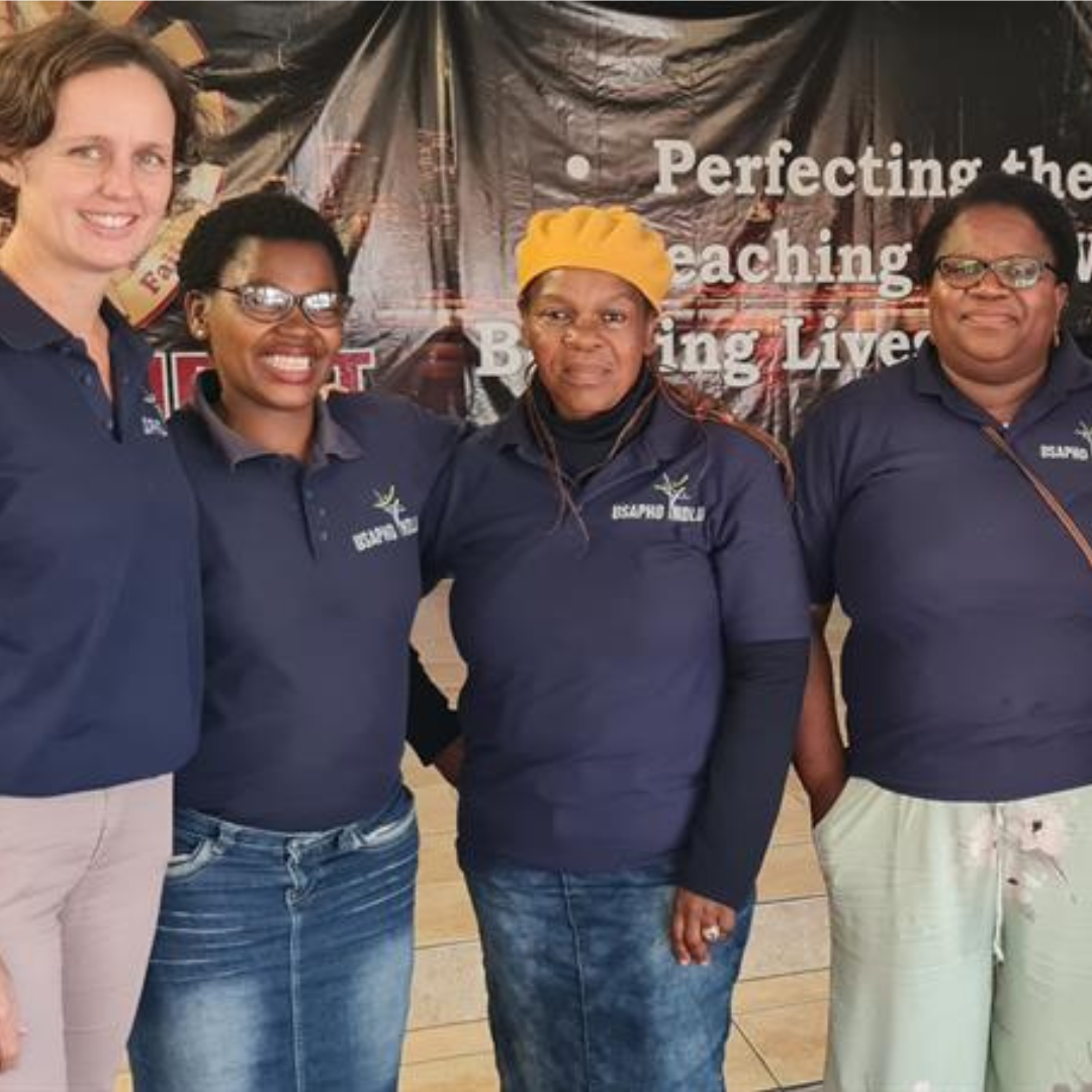 Usapho Indlu’s Andrea Moss (Chairperson), Siphokazi Manangane and Veronica Matshaule (field workers) and Nezzie. Matiso (Field Director). Usapho Indlu's Andrea Moss (Chairperson), Siphokazi Manangane and Veronica Matshaule (field workers) and Nezzie. Matiso (Field Director).